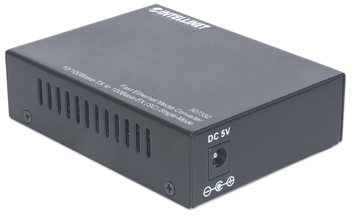 Intellinet Fast Ethernet Single Mode Media Converter, 10/100Base-Tx to 100Base-Fx (SC) Single-Mode, 20km