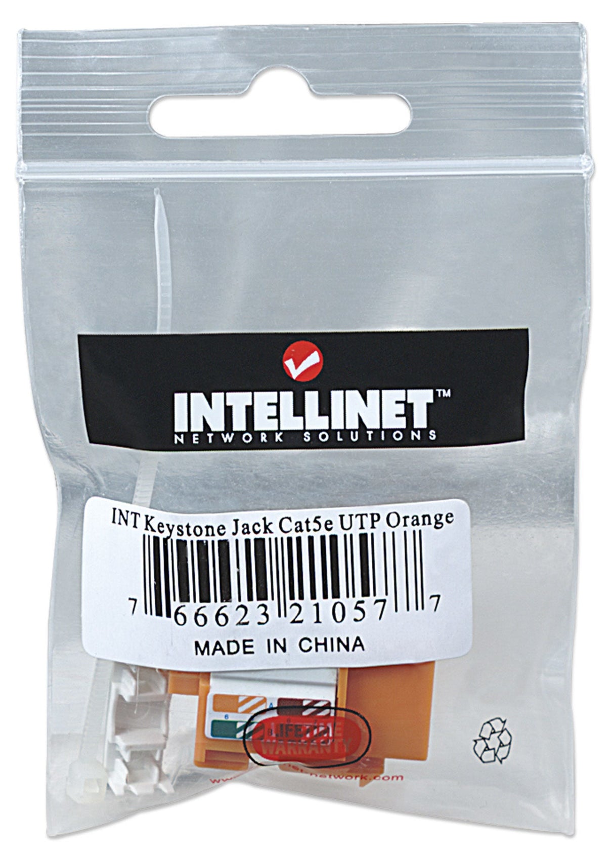 Intellinet Keystone Jack, Cat5e, UTP, Punch-down, Orange
