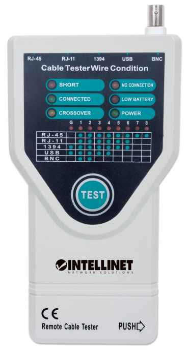 Intellinet 5-in-1 Cable Tester, Tests 5 Commonly Used Network RJ45 and Computer Cables