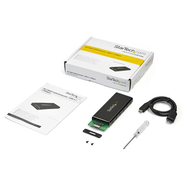 StarTech.com M.2 SSD Enclosure for M.2 SATA SSDs - USB 3.1 (10Gbps) with USB-C Cable - TAA