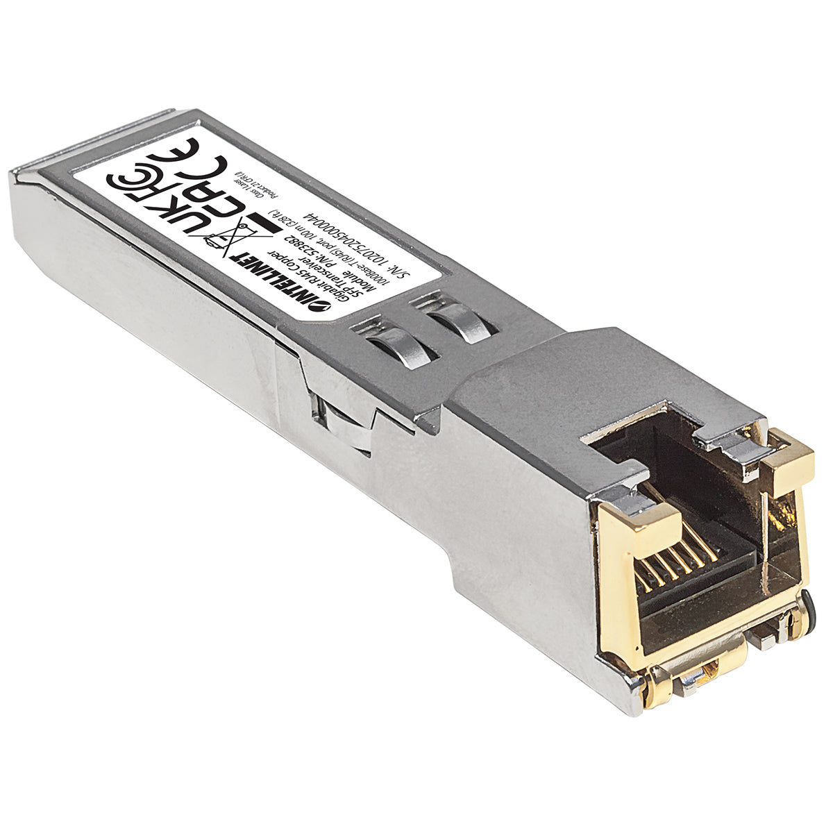 Intellinet Transceiver Module Optical, Gigabit RJ45 Copper SFP, 1000Base-T (RJ45) port, 100m, MSA Compliant, Equivalent to Cisco GLC-T, Ethernet, Fiber/Fibre, Three Year Warranty