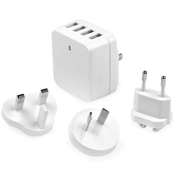StarTech.com 4-Port USB Wall Charger - International Travel - 34W/6.8A - White