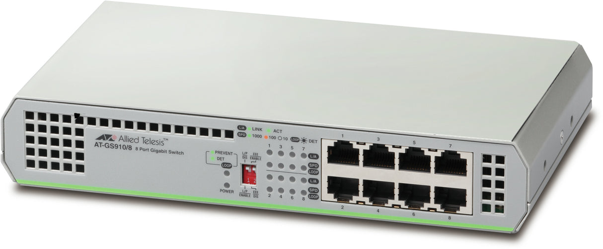 Allied Telesis GS910/8 Unmanaged Gigabit Ethernet (10/100/1000) Grey