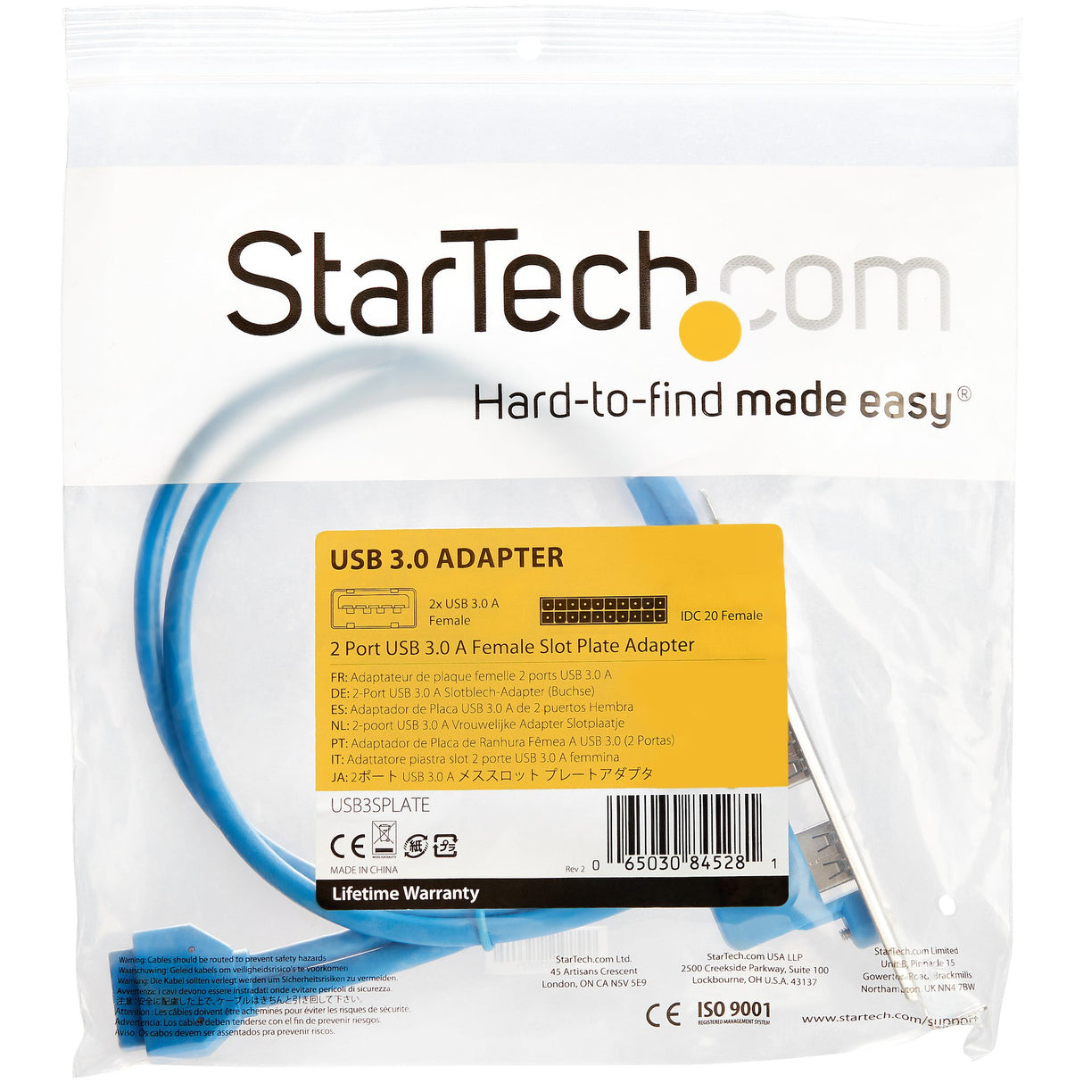StarTech.com 2 Port USB 3.0 (5Gbps) A Female Slot Plate Adapter