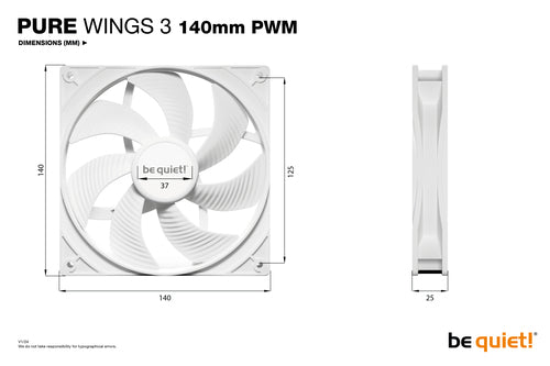 be quiet! Pure Wings 3 140mm PWM White Computer case Fan 14 cm 1 pc(s)