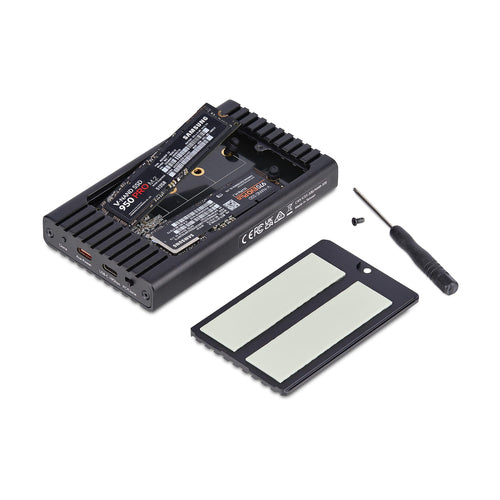 StarTech.com Dual-Bay M.2 NVMe Enclosure and Standalone Duplicator, 1:1 NVMe Cloner and SSD Enclosure, USB-C 10Gbps, Dual M.2 NVMe Reader and Offline Cloner, TAA