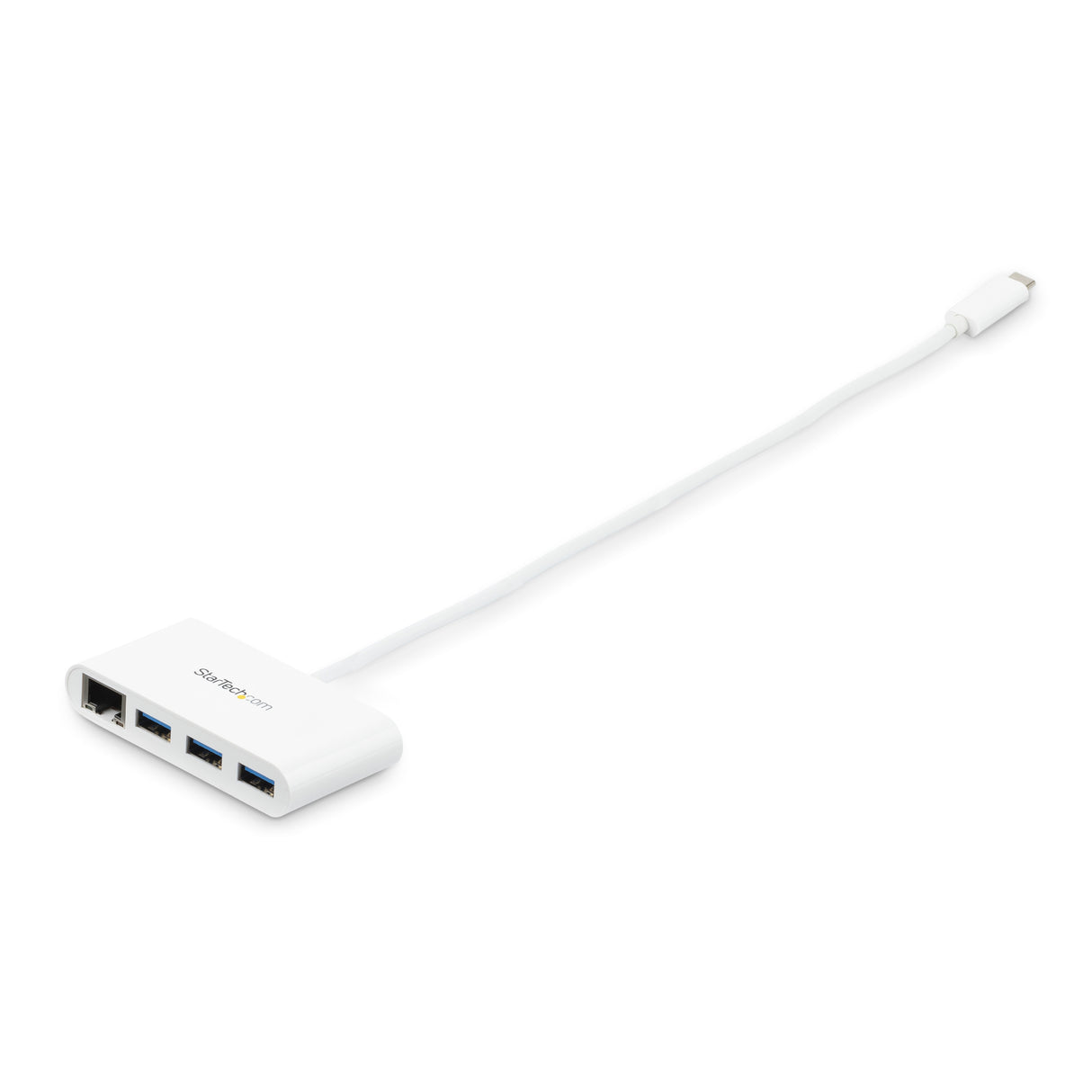 StarTech.com 3-Port USB-C Hub with Gigabit Ethernet - USB-C to 3x USB-A - USB 3.0 Hub - 5Gbps - White