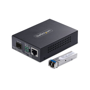 StarTech.com Single-Mode (SM) LC Fiber Media Converter for 10/100/1000 Networks, Standalone Gigabit Ethernet to Fiber Converter, 20km - TAA