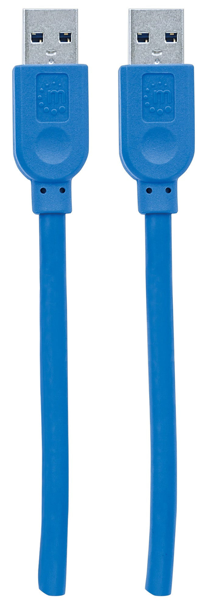 Manhattan USB-A to USB-A Cable, 1.8m, Male to Male, 5 Gbps (USB 3.2 Gen1 aka USB 3.0), Equivalent to USB3SAA6, SuperSpeed USB, Blue, Lifetime Warranty, Polybag