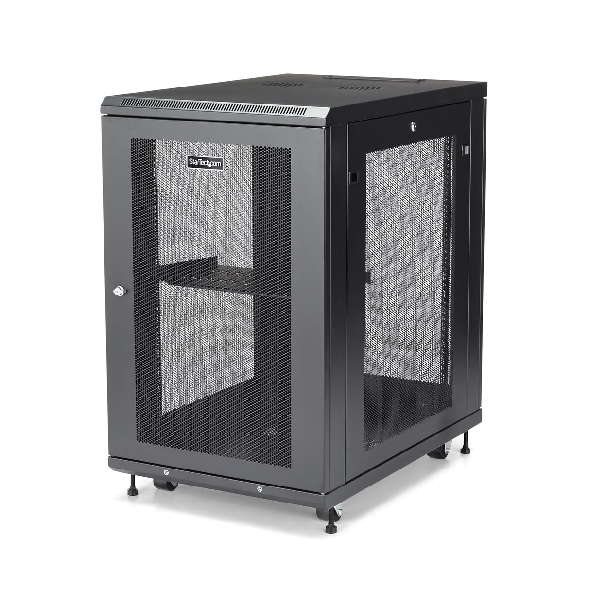 StarTech.com 18U Enterprise-Grade Server Rack Cabinet Kit, 19in Enclosed 4-Post Rack with Shelf and Cable Management, 29in (75cm) Mounting Depth, 992lb (450kg) Capacity