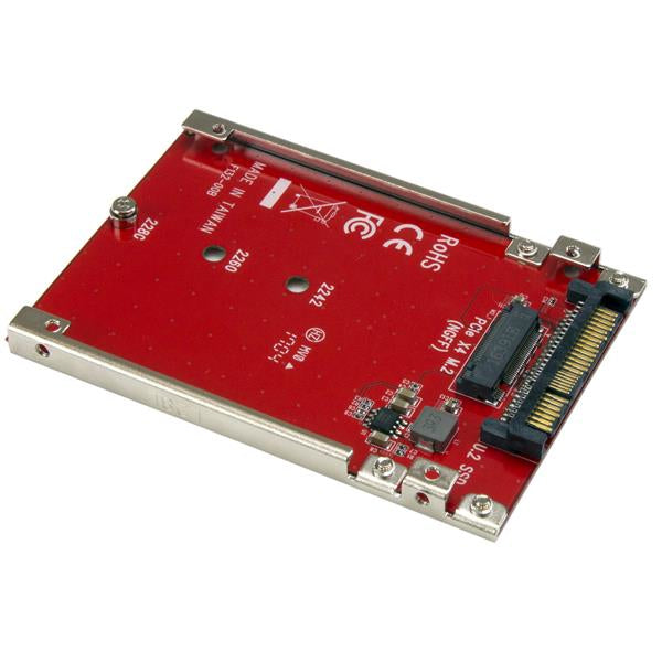 StarTech.com M.2 to U.2 Adapter - For M.2 PCIe NVMe SSDs - PCIe M.2 Drive to 2.5" U.2 (SFF-8639) Host Adapter - M2 SSD Converter, Red - TAA