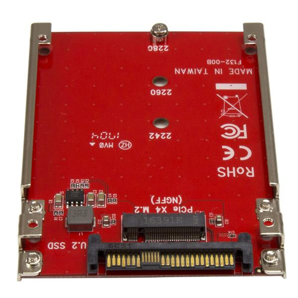 StarTech.com M.2 to U.2 Adapter - For M.2 PCIe NVMe SSDs - PCIe M.2 Drive to 2.5" U.2 (SFF-8639) Host Adapter - M2 SSD Converter, Red - TAA