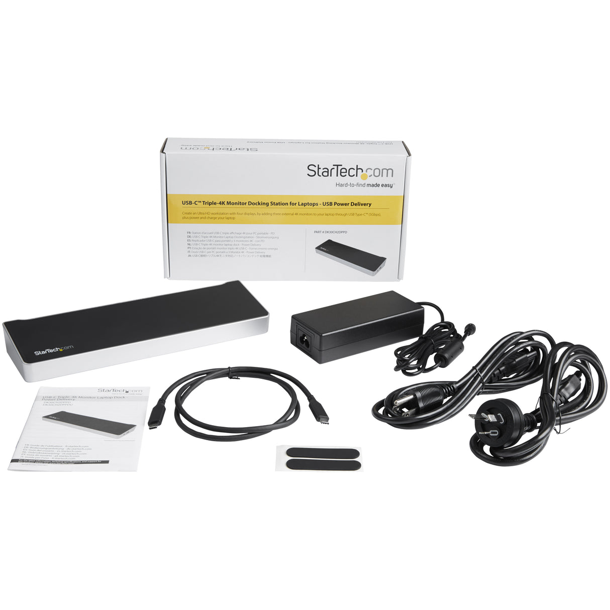 StarTech.com 4K USB-C Dock, Triple UHD 4K Monitor Docking Station, Mac & Windows, USB C to HDMI & DisplayPort, 60W Power Delivery, 5x USB 5Gbps Hub - TAA
