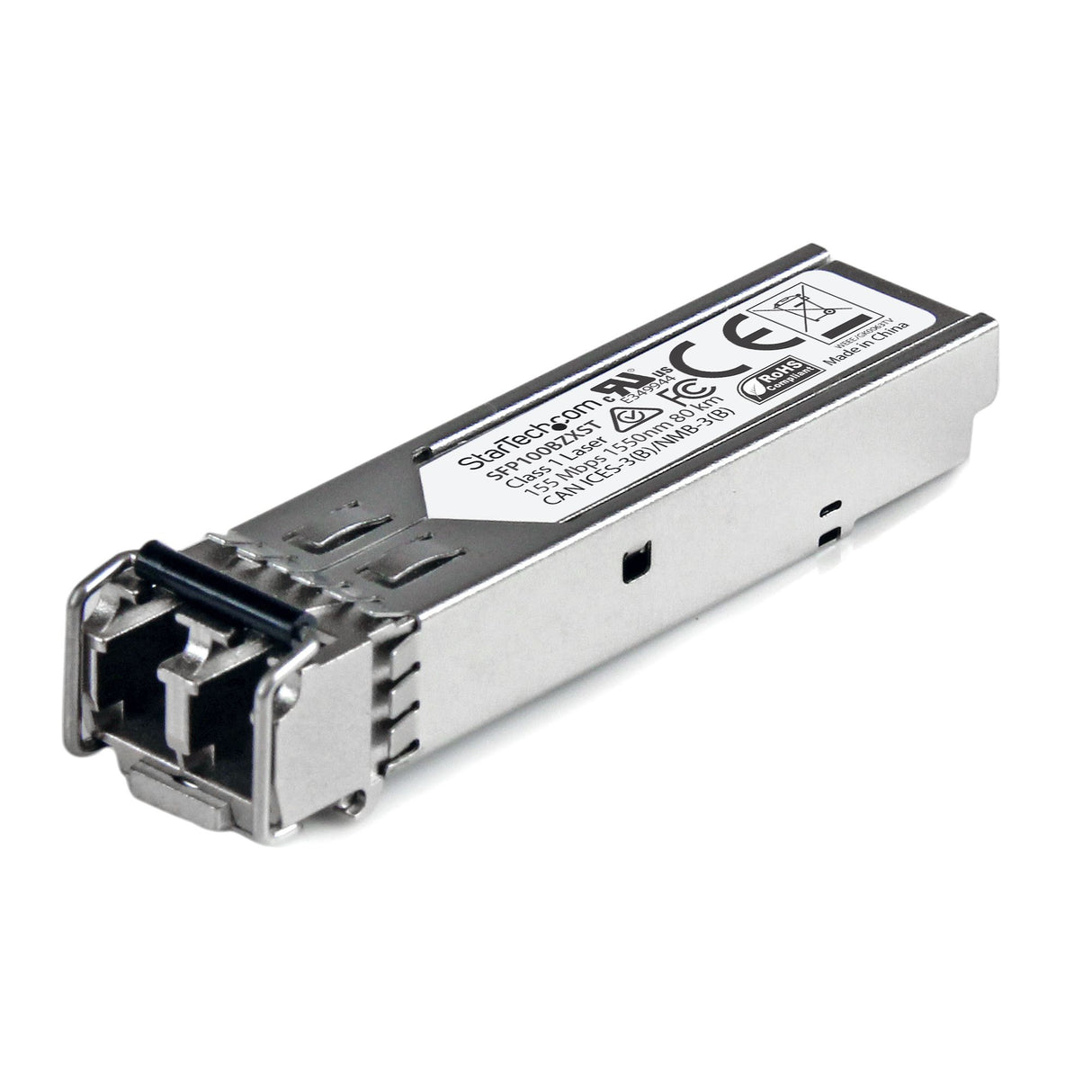 StarTech.com MSA Uncoded SFP Module - 100BASE-ZX - 100MbE Single Mode Fiber (SMF) Optic Transceiver - 100Mb Ethernet SFP - LC 80km - 1550nm - DDM