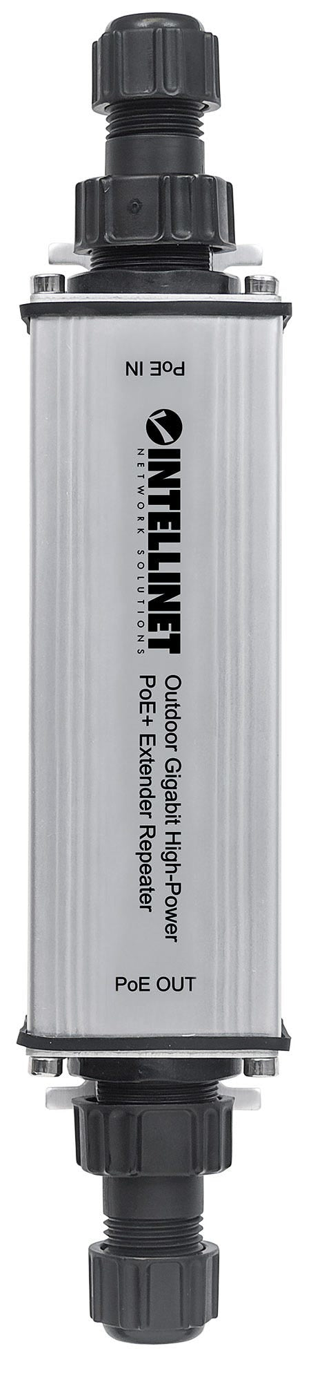Intellinet Outdoor Gigabit High-Power PoE+ Extender Repeater, IEEE 802.3at/af Power over Ethernet (PoE+/PoE), Extends Range up to 100m, Metal, IP65