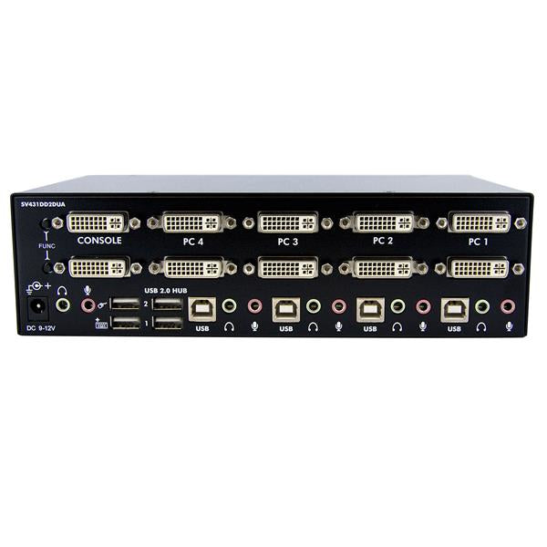 StarTech.com 4 Port Dual DVI USB KVM Switch with Audio & USB 2.0 Hub - TAA
