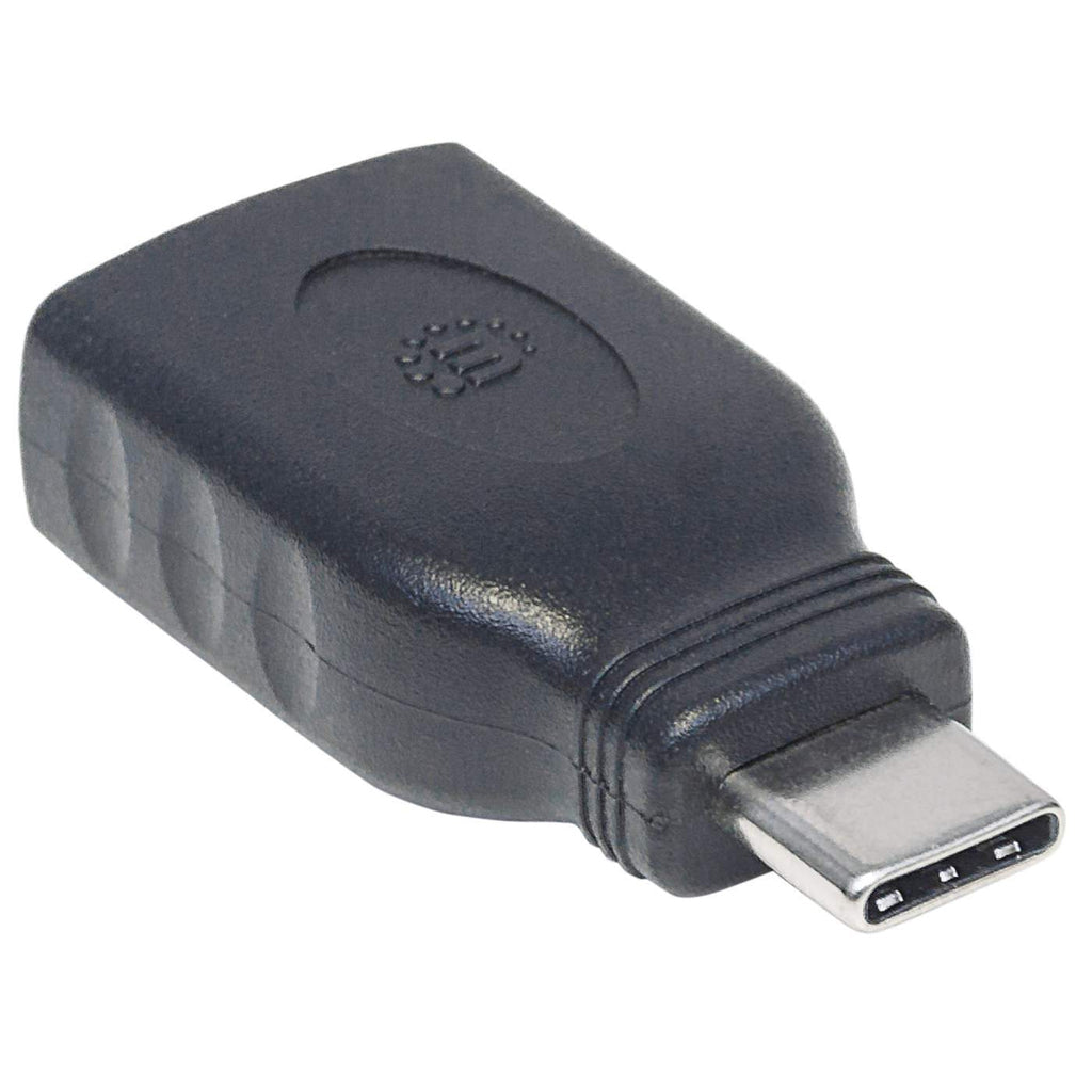 Manhattan USB-C to USB-A Adapter, Male to Female, 5 Gbps (USB 3.2 Gen1 aka USB 3.0), SuperSpeed USB, Black, Lifetime Warranty, Equivalent to USB31CAADG