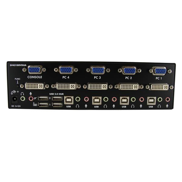 StarTech.com 4 Port DVI VGA Dual Monitor KVM Switch USB with Audio & USB 2.0 Hub - TAA