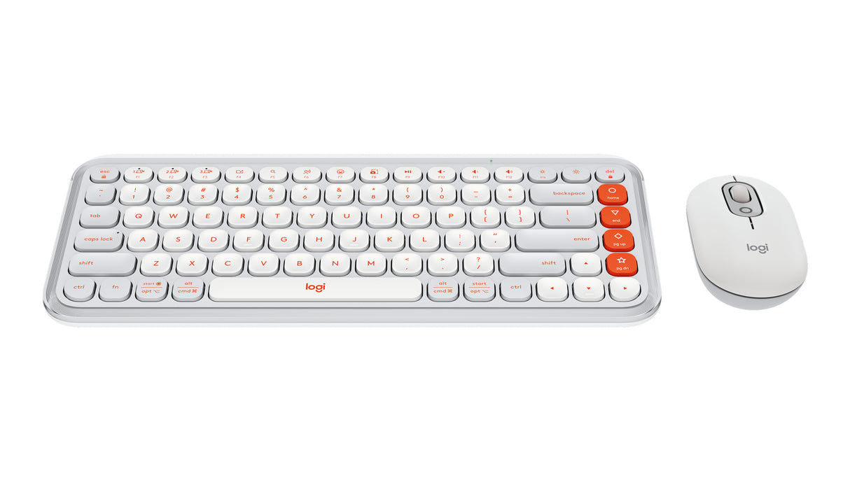 Logitech POP Icon Combo keyboard Mouse included Universal Bluetooth QWERTY English Orange, White