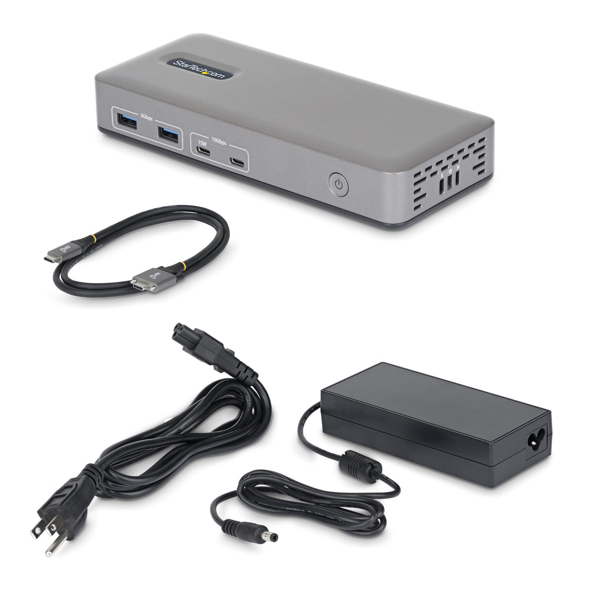 StarTech.com Dual-Monitor USB-C Docking Station, DisplayPort, 4K 60Hz, 100W Laptop Charging, 1GbE, Driverless, Multi-Monitor Dock For Windows