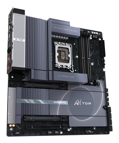 GIGABYTE Z890 AI TOP Motherboard - Supports Intel Core Ultra (Series 2) CPUs, 16+1+2 phases VRM, up to 9500MHz DDR5 (OC), 1xPCIe 5.0 + 3xPCIe 4.0 M.2, Wi-Fi 7, 10 GbE LAN, Thunderbolt 5