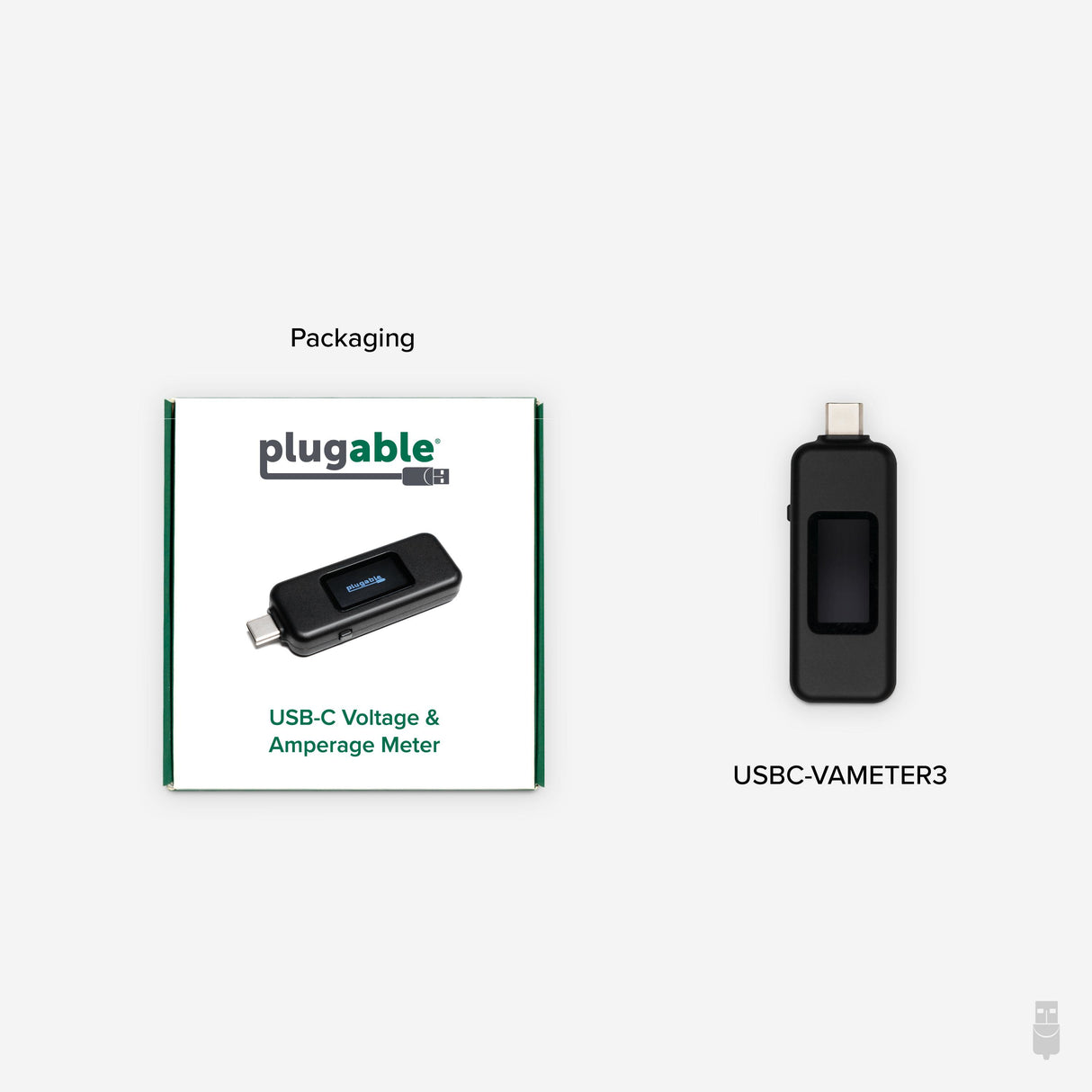 Plugable Technologies USB C Power Meter Tester for Monitoring USB-C Connections up to 240W - Digital Multimeter Tester for USB-C Cables, Laptops, Phones, Chargers - Driverless