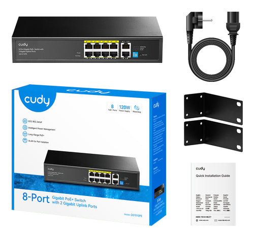 Cudy GS1010PE network switch Unmanaged Gigabit Ethernet (10/100/1000) Power over Ethernet (PoE) Black