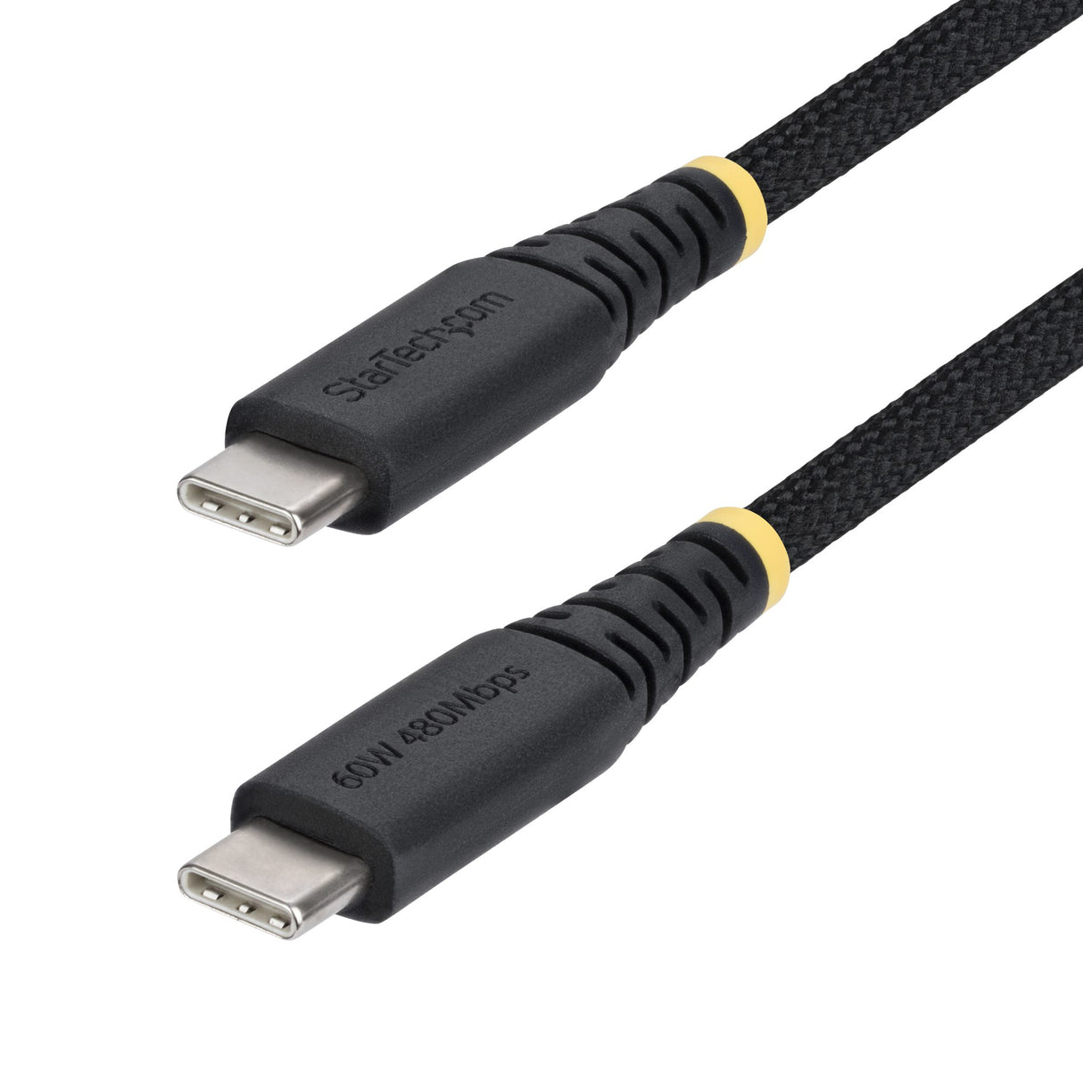 StarTech.com 1ft (30cm) USB-C Charging Cable, 60W (3A) PD, Dual-Layer Braided Nylon/TPE Jacket, Rugged USB C Charging Cord, USB 2.0 Laptop Charger Cable