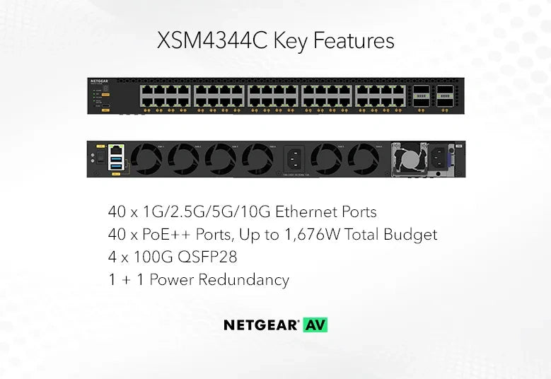 NETGEAR XSM4344C Managed L3 10G Ethernet (100/1000/10000) Power over Ethernet (PoE) 1U Black