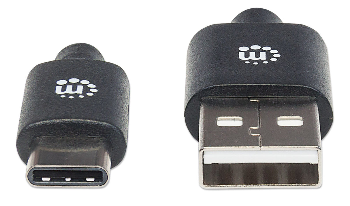 Manhattan USB-C to USB-A Cable, 3m, Male to Male, 480 Mbps (USB 2.0), Hi-Speed USB, Black, Lifetime Warranty