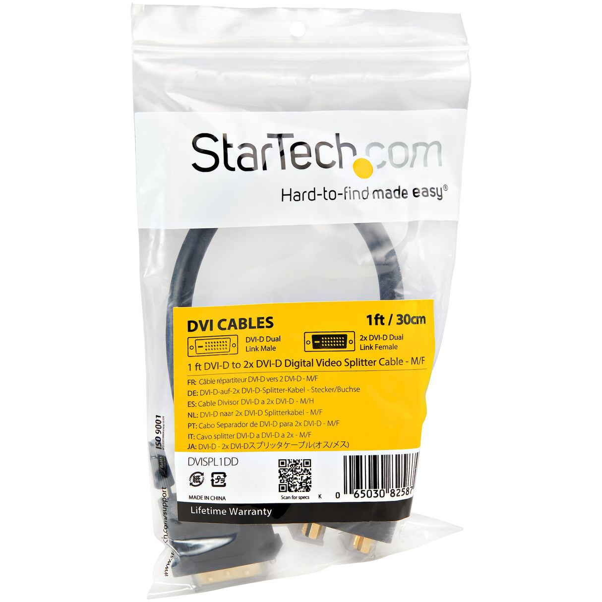 StarTech.com 1 ft DVI-D to 2x DVI-D Digital Video Splitter Cable - M/F