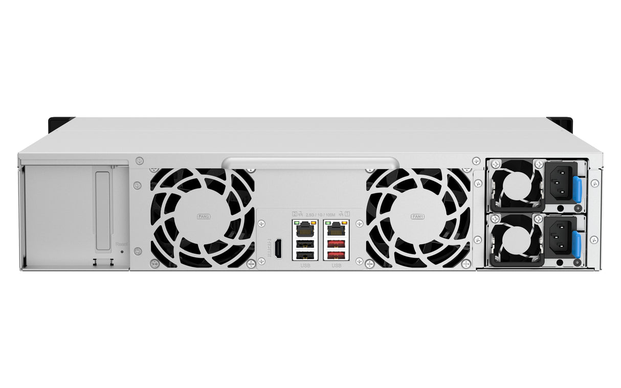 QNAP TS-1264U-RP NAS Rack (2U) Intel® Celeron® 8 GB DDR4 0 TB QNAP QTS Aluminium, Black