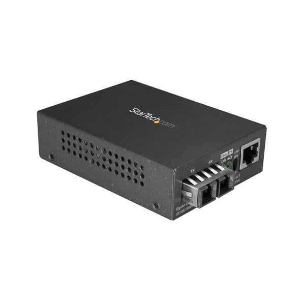 StarTech.com Single-Mode (SM) SC Fiber Media Converter for 10/100/1000 Networks, Standalone Gigabit Ethernet to SC Fiber Converter, 1310nm, 10km - TAA