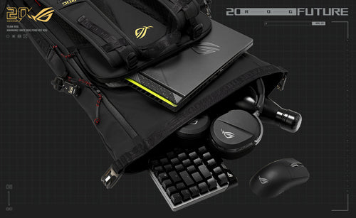 ASUS ROG SLASH Edition 20 backpack Roll top backpack Black Polyester, PU leather