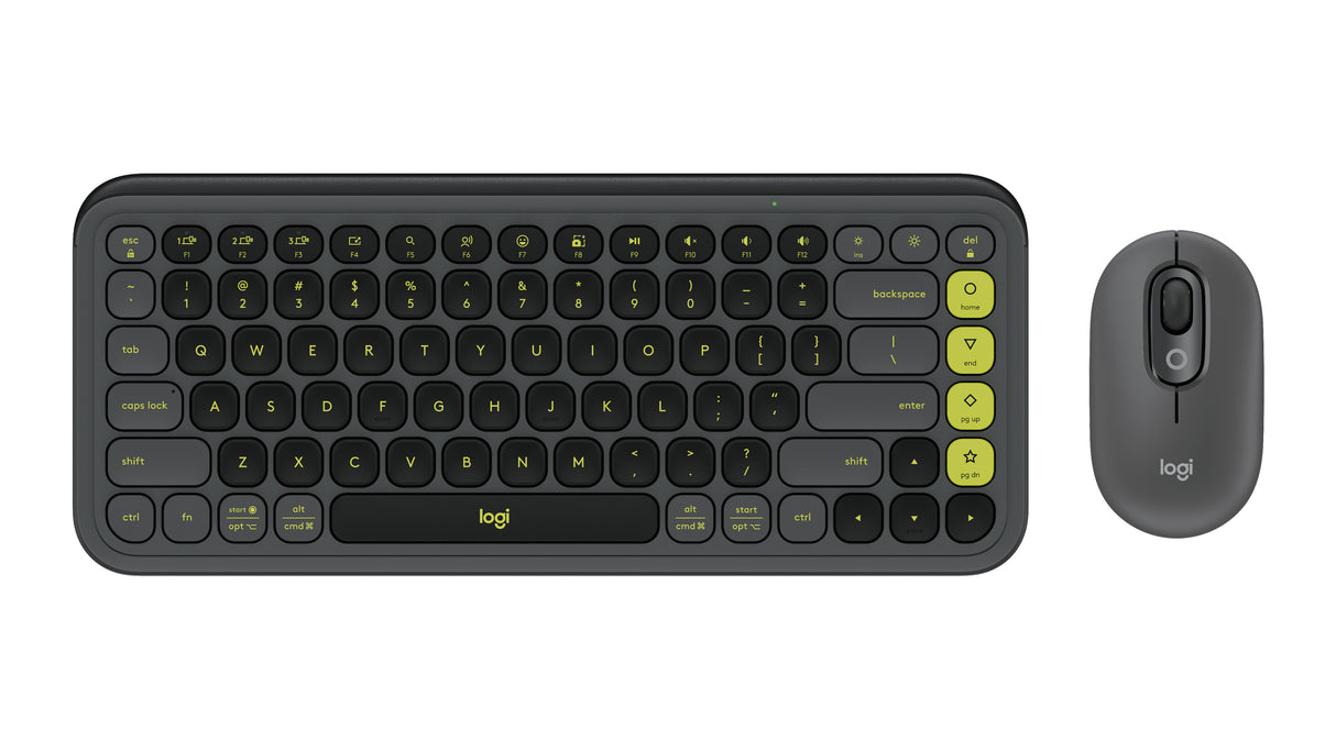 Logitech POP Icon Combo keyboard Mouse included Universal Bluetooth QWERTY English Granite, Green