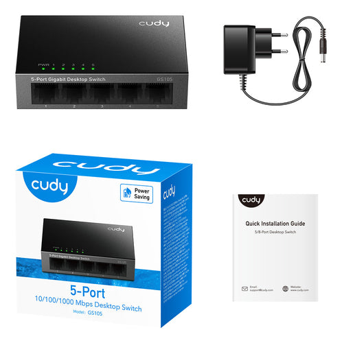 Cudy GS105 network switch Unmanaged Gigabit Ethernet (10/100/1000) Black