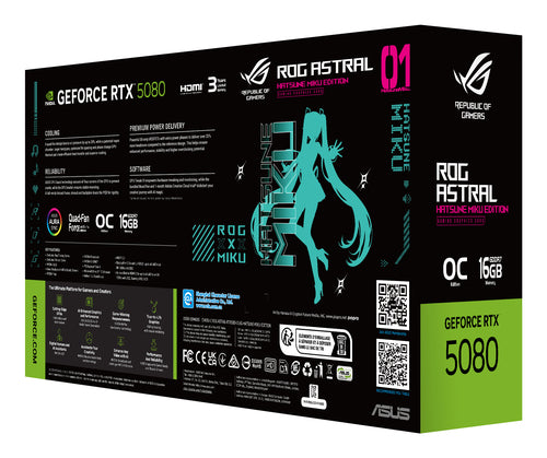 ASUS ROG Astral - -RTX5080-O16G-HATSUNE-MIKU-EDITION NVIDIA GeForce RTX 5080 16 GB GDDR7
