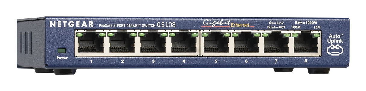 NETGEAR GS108 Unmanaged Gigabit Ethernet (10/100/1000) Desktop Blue