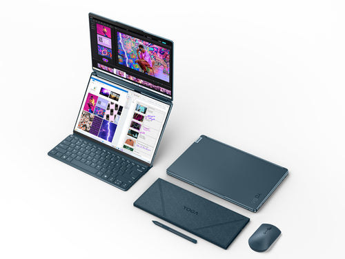 Lenovo Yoga Book 9 13IMU9 Intel Core Ultra 7 155U Hybrid (2-in-1) 33.8 cm (13.3") Touchscreen 2.8K 16 GB LPDDR5x-SDRAM 1 TB SSD Wi-Fi 6E (802.11ax) Windows 11 Home Teal English, French