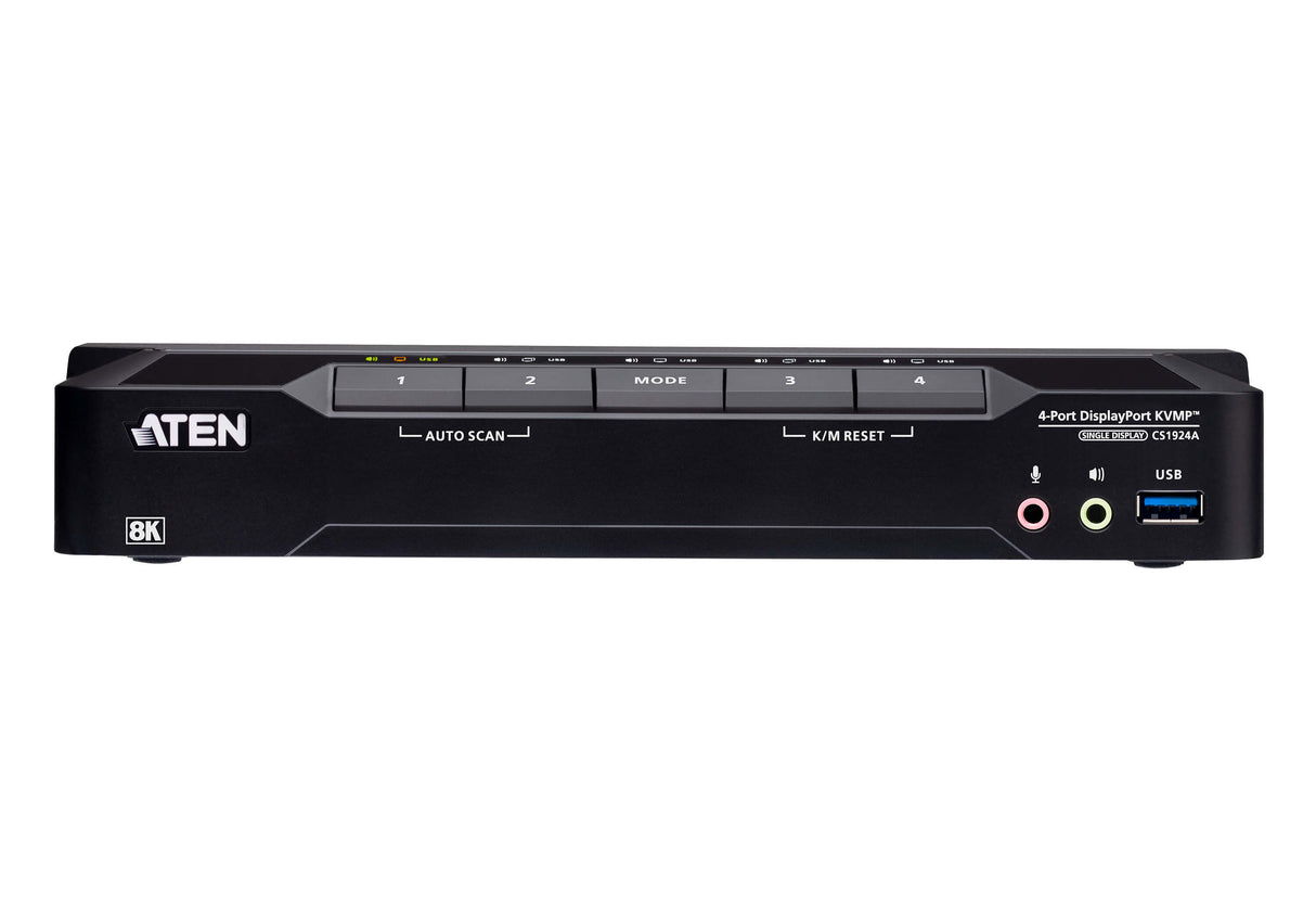 ATEN 4-Port USB 3.0 8K DisplayPort KVMP™ Switch (Cables included)