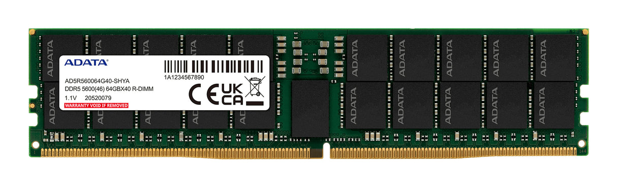 ADATA AD5R560064G40-SHYA memory module 64 GB 1 x 64 GB DDR5 5600 MT/s 288-pin DIMM ECC