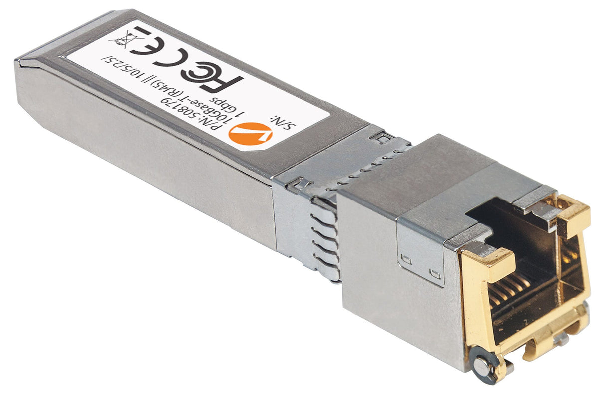Intellinet Transceiver Module, 10 Gigabit Copper SFP+, 10GBase-T (RJ45) Port, 30m, up to 10 Gbps Data-Transfer Rate with Cat6a Cabling, Ethernet, Fiber/Fibre, MSA Compliant, Equivalent to Cisco MA-SFP-10G-T, Three Year Warranty