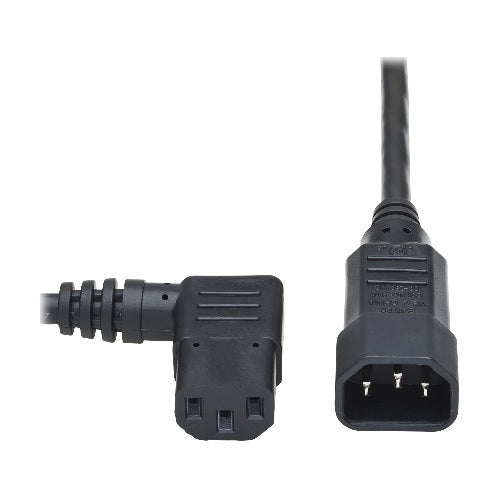 Tripp Lite Power Cord Extension C13 Left-Angle to C14 PDU 10A/250V 2ft Black