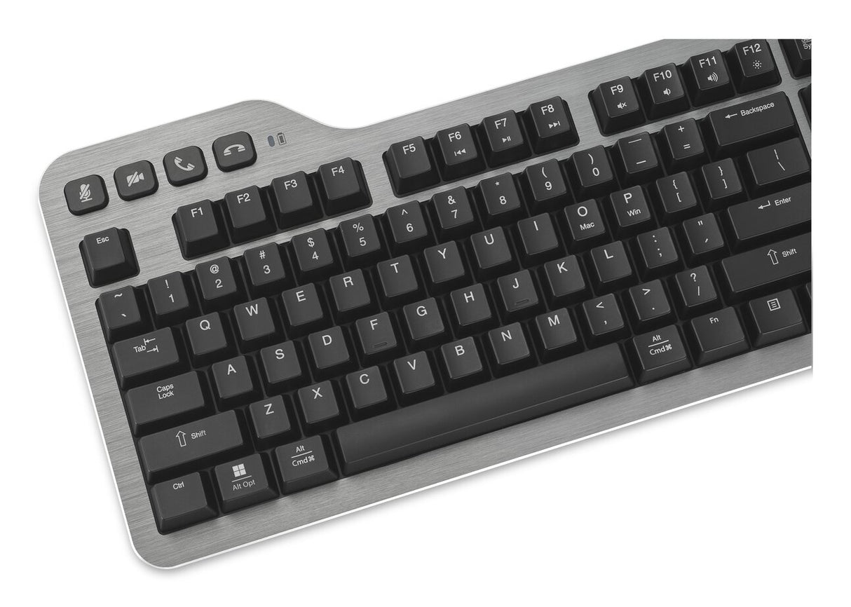 Kensington MK7500F QuietType Pro keyboard Home/Office USB + RF Wireless + Bluetooth QWERTY US English Aluminium, Black