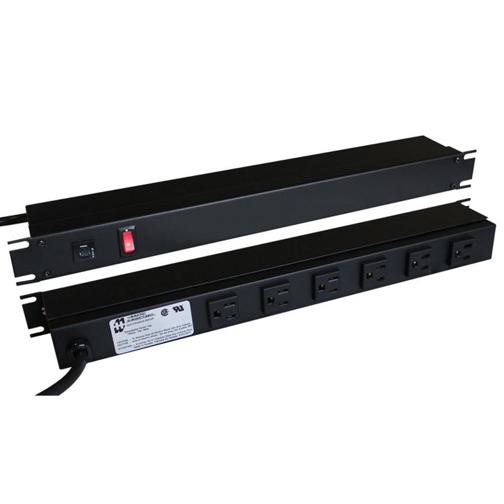 Hammond 1583 PDU 15A/125V (1P) Switch FO(2) RO(4) O(5-15R)P/L5-15P 6 ft BK