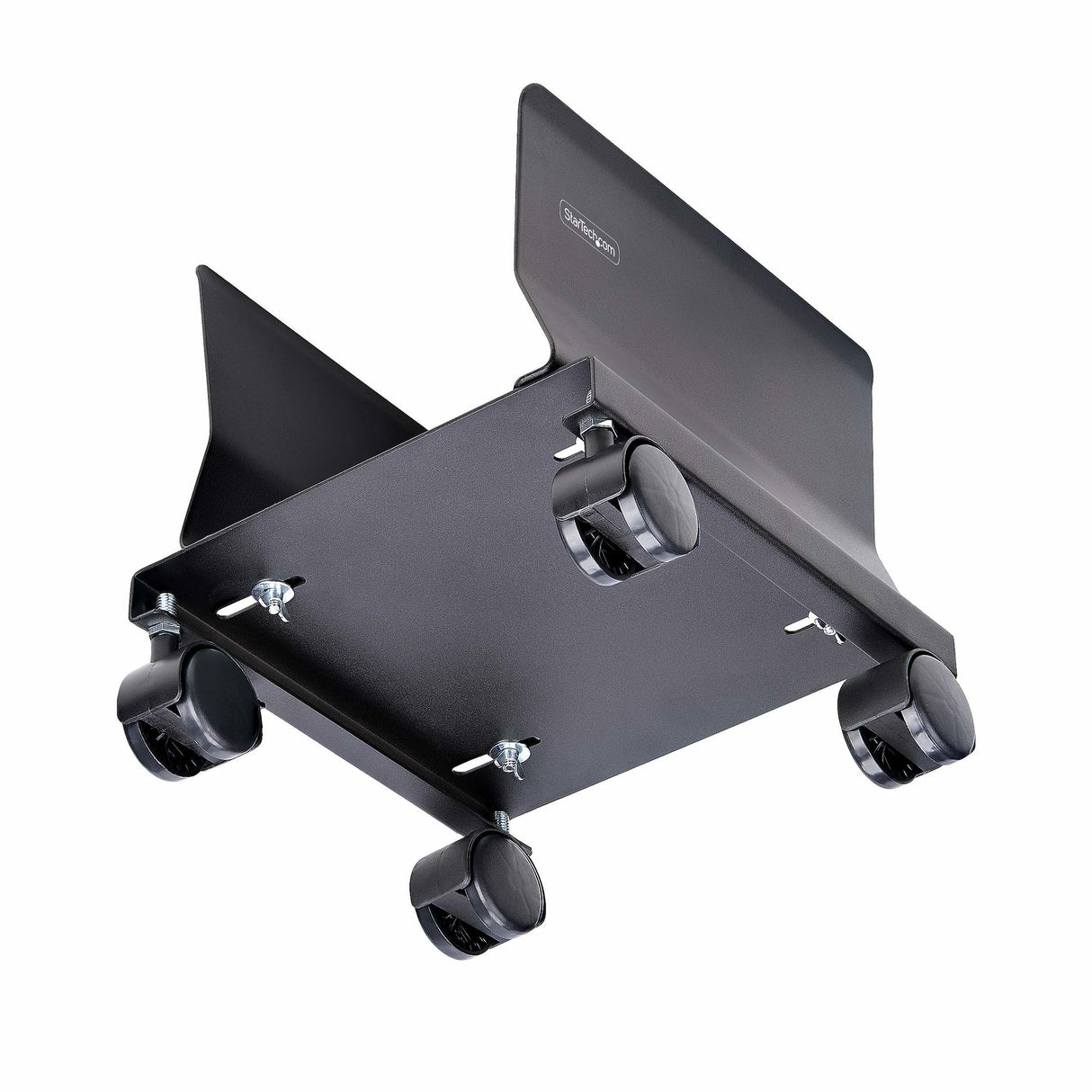 StarTech.com Computer Tower Cart, Rolling Mobile CPU Caddy on Wheels/Casters, Max Load 46.3lb/21kg, Adjustable PC Case Mount, Desktop Floor Stand, Steel Dolly, TAA