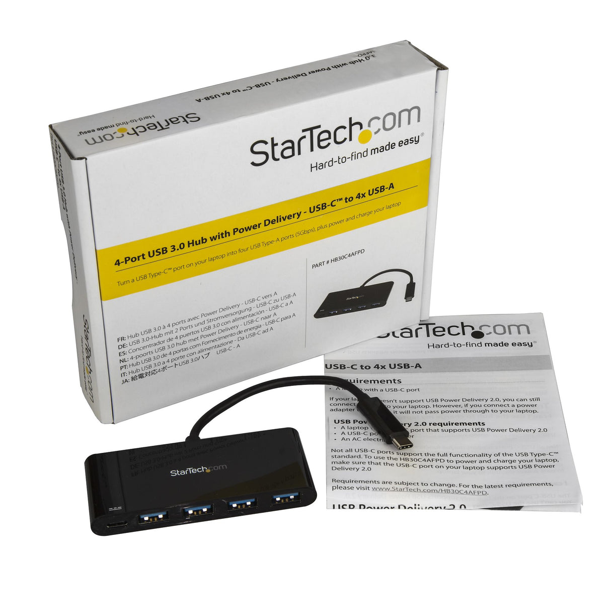 StarTech.com 4 Port USB C Hub with 4 USB Type-A Ports (USB 3.0 SuperSpeed 5Gbps) - 60W Power Delivery Passthrough Charging - USB 3.2 Gen 1 Laptop Hub Adapter - MacBook, Dell