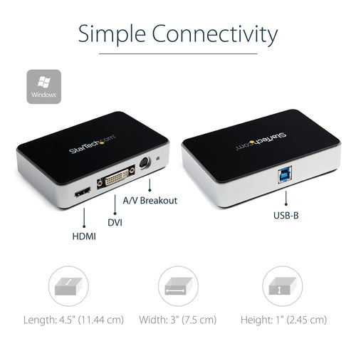 StarTech.com USB 3.0 Video Capture Device - HDMI / DVI / VGA / Component HD Video Recorder - 1080p 60fps - TAA