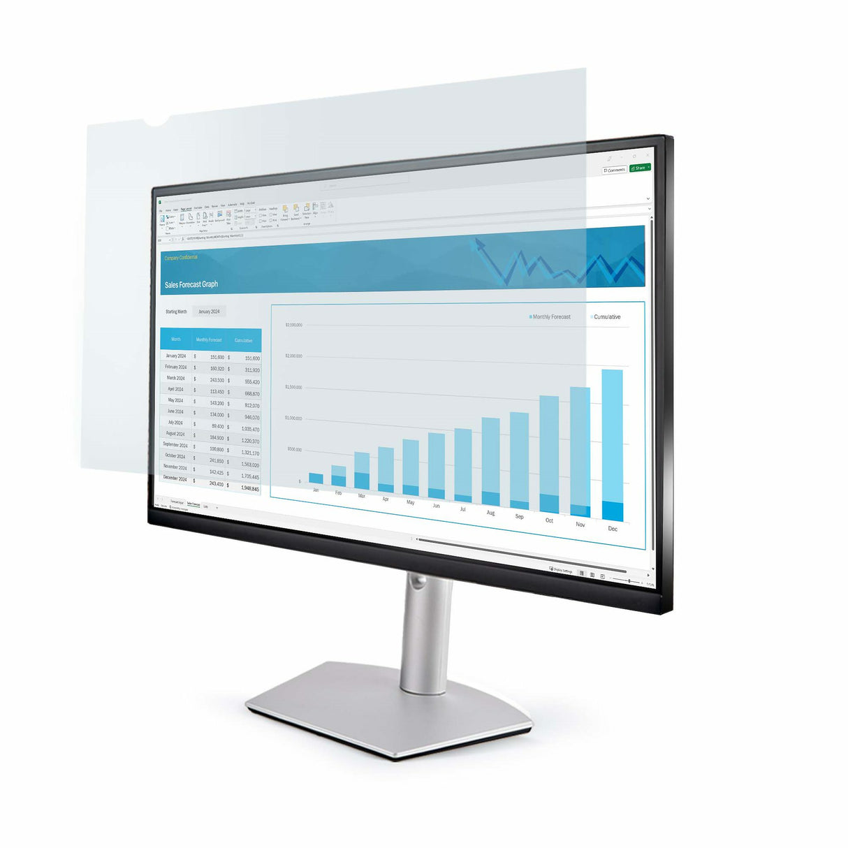 StarTech.com 24-inch 16:10 Anti-Blue Light Filter, BlueLight Screen Filter for 24in Computer Monitor, Reduces Eye Strain, Dual Mounting Options, TAA Compliant