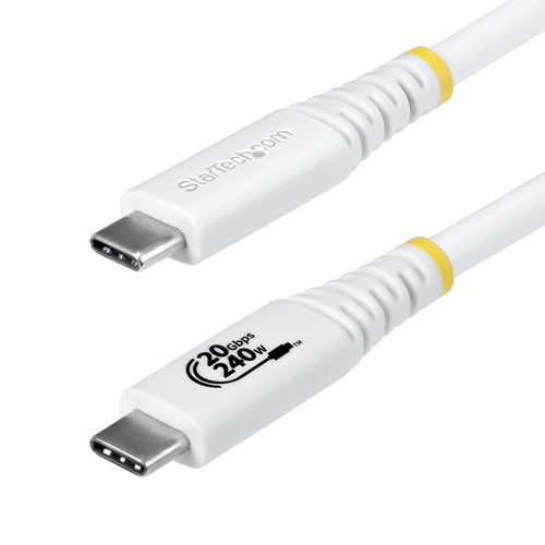 StarTech.com 2m (6ft) USB4 Cable, 20Gbps, USB-IF Certified USB-C Cable, 240W PD EPR, 4K 120Hz DP 2.1, TPE Jacket, White USB-C Cord